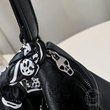 Studded Skull Large-Capacity PU Leather Crossbody Shoulder Bag