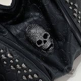 Studded Skull Large-Capacity PU Leather Crossbody Shoulder Bag