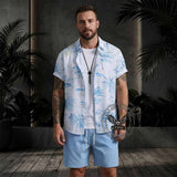 Stylish Botanical Casual Vacation Shirt and Shorts Set | Gthic.com