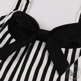 Stylish Bow Patchwork Suspender Dress