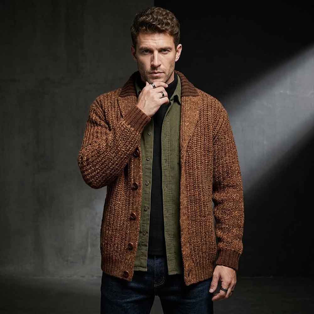Stylish Button-Front Slim Solid Color Knit Cardigan
