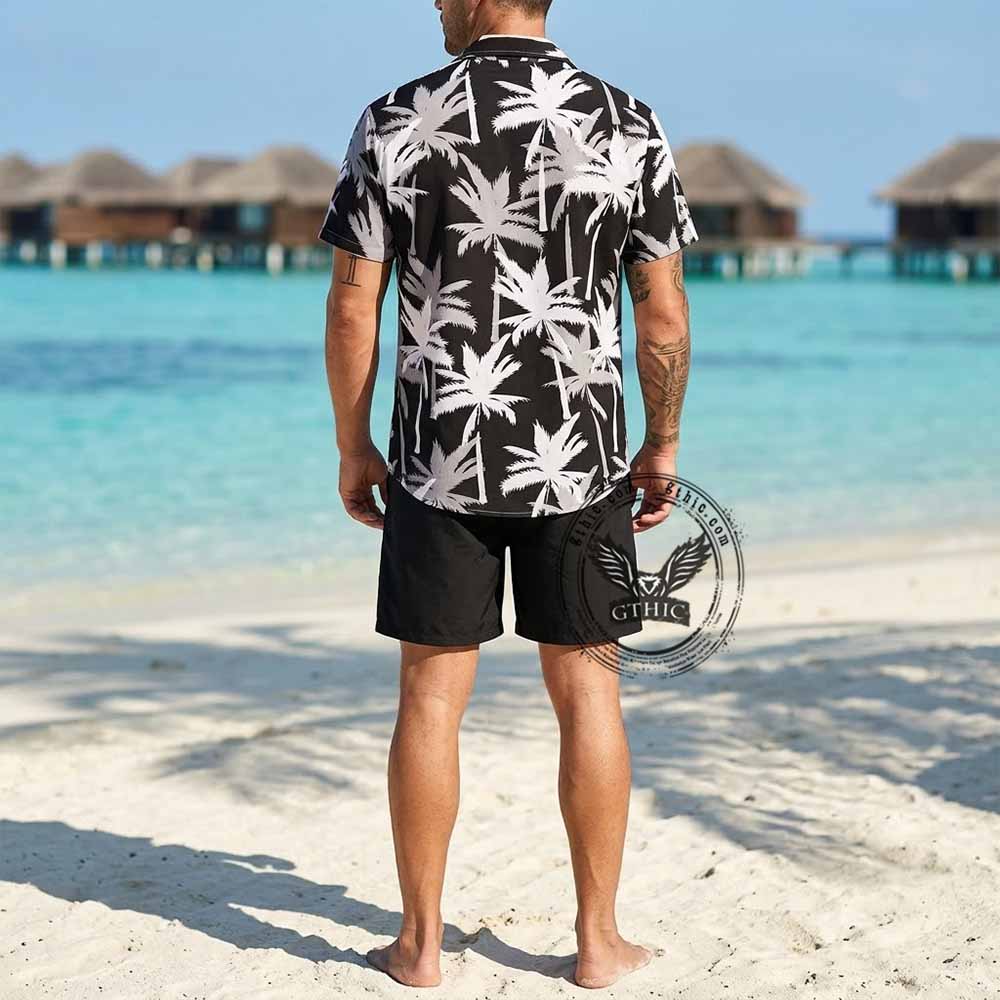 Stylish Coconut Tree Print Vacation Shirt and Shorts Set | Gthic.com