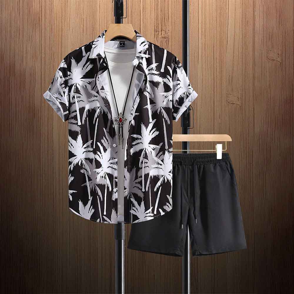 Stylish Coconut Tree Print Vacation Shirt and Shorts Set | Gthic.com