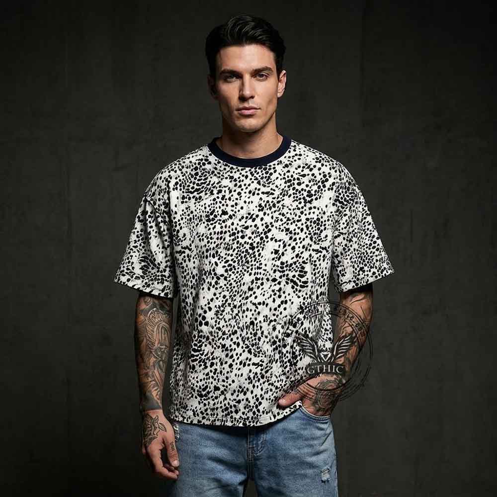 Stylish Crew Neck Reversible Leopard Print T-shirt | Gthic.com