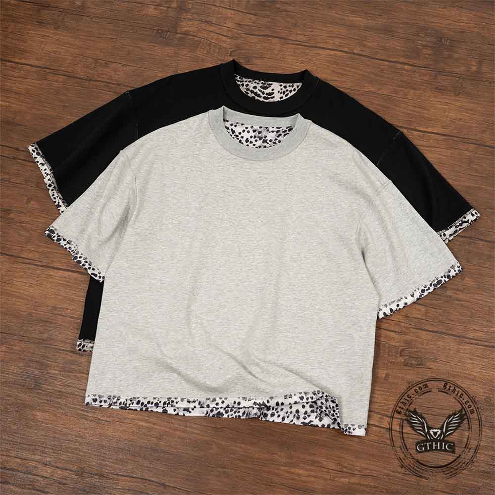 Stylish Crew Neck Reversible Leopard Print T-shirt