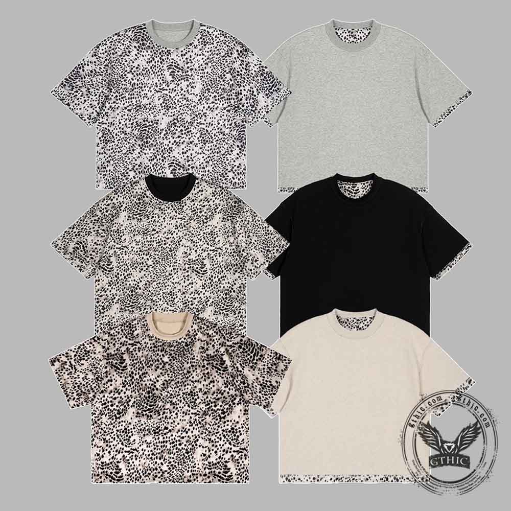 Stylish Crew Neck Reversible Leopard Print T-shirt