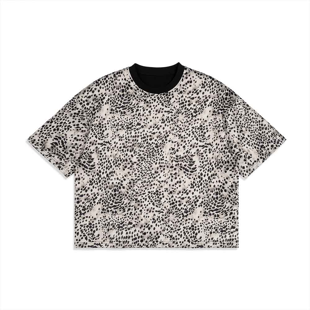 Stylish Crew Neck Reversible Leopard Print T-shirt