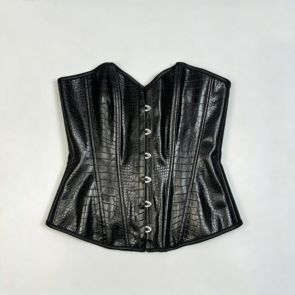 Stylish Crocodile-Embossed PU Leather Strapless Corset | Gthic.com