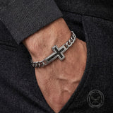 Stylish Cross Cuban Link Stainless Steel Bracelet | Gthic.com