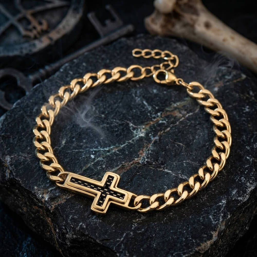 Stylish Cross Cuban Link Stainless Steel Bracelet