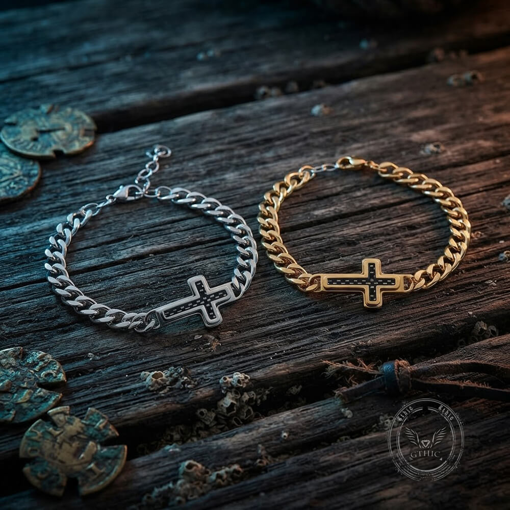 Stylish Cross Cuban Link Stainless Steel Bracelet