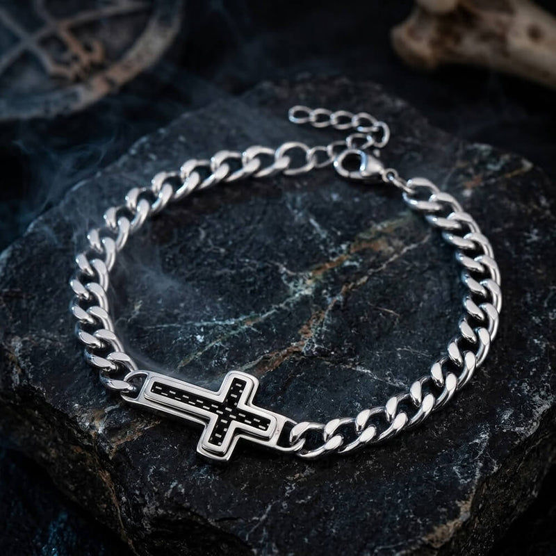 US Exclusive Chain Bracelet 喜平 三軒茶屋US Stylish Cross Cuban Link Stainless Steel Bracelet – GTHIC