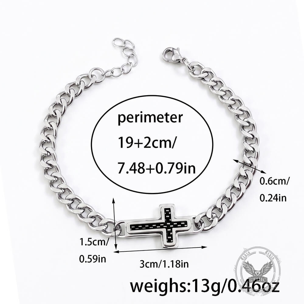 Stylish Cross Cuban Link Stainless Steel Bracelet