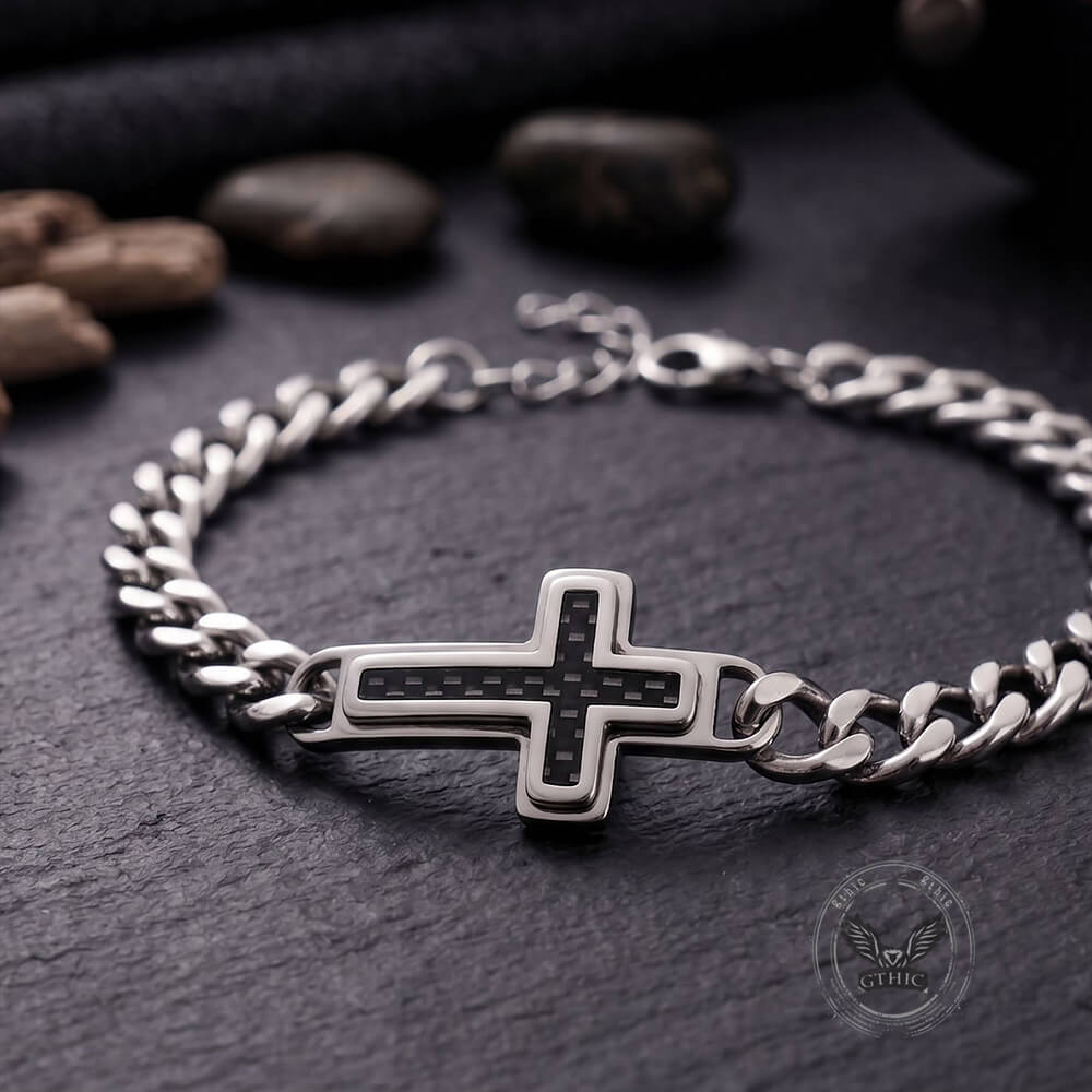 Stylish Cross Cuban Link Stainless Steel Bracelet
