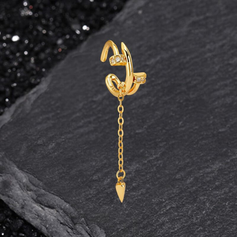 Stylish Diamond-Encrusted Sterling Silver Tassel Ear Clips