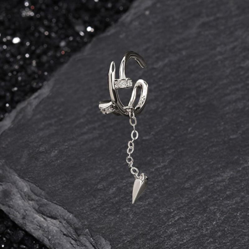 Stylish Diamond-Encrusted Sterling Silver Tassel Ear Clips