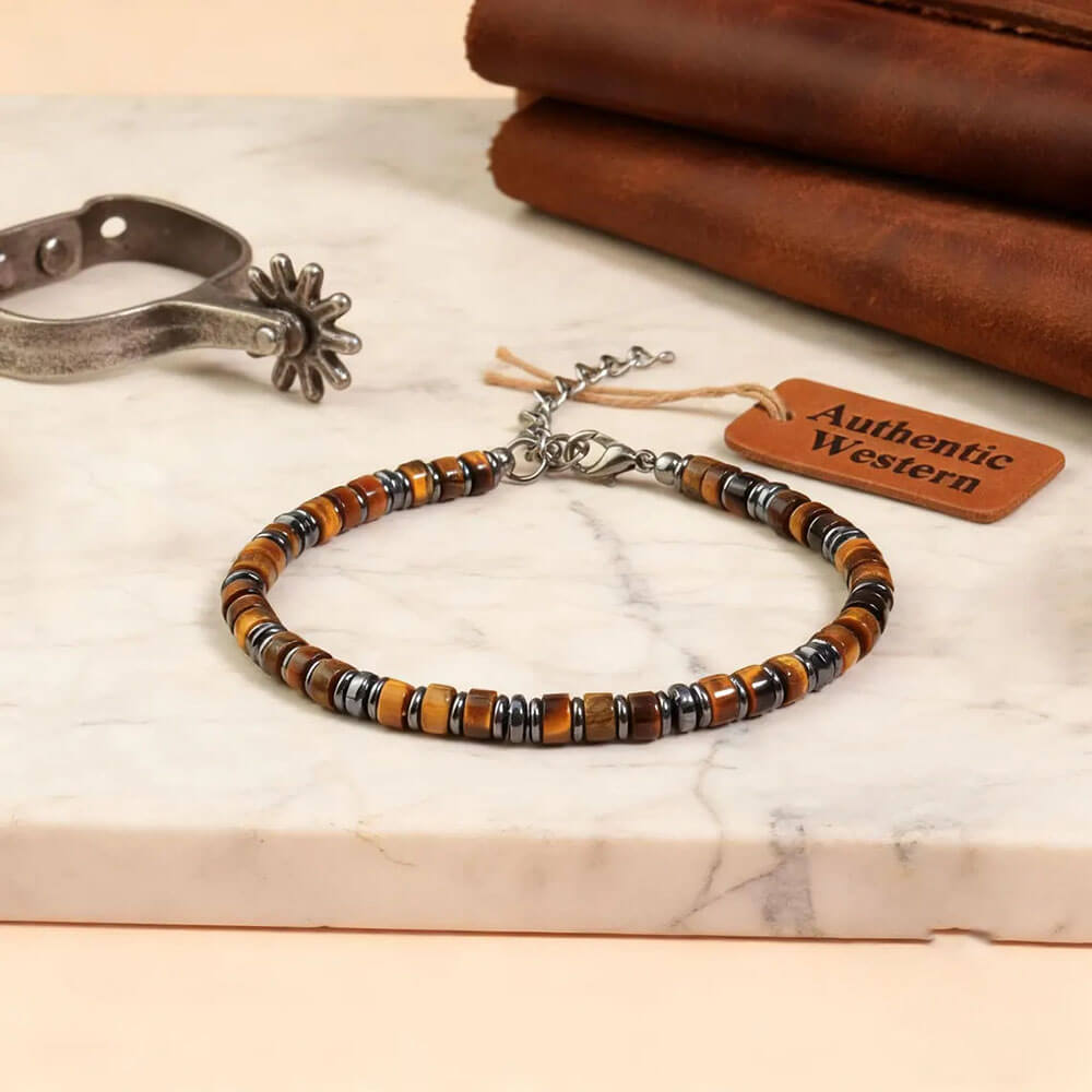Stylish Double-Row Tiger's Eye Beaded Bracelet