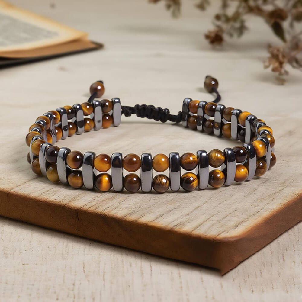 Stylish Double-Row Tiger's Eye Beaded Bracelet | Gthic.com