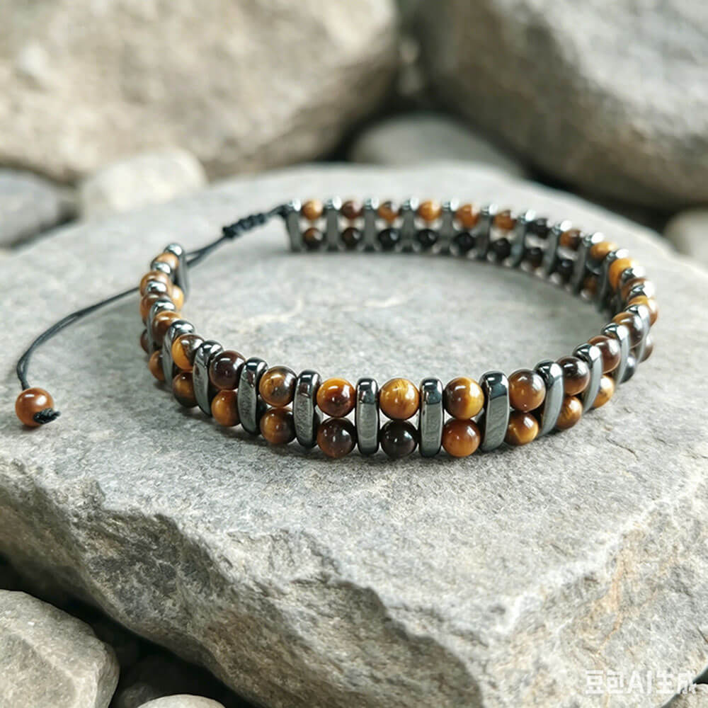 Stylish Double-Row Tiger's Eye Beaded Bracelet