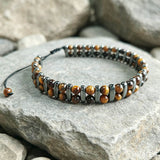 Stylish Double-Row Tiger's Eye Beaded Bracelet