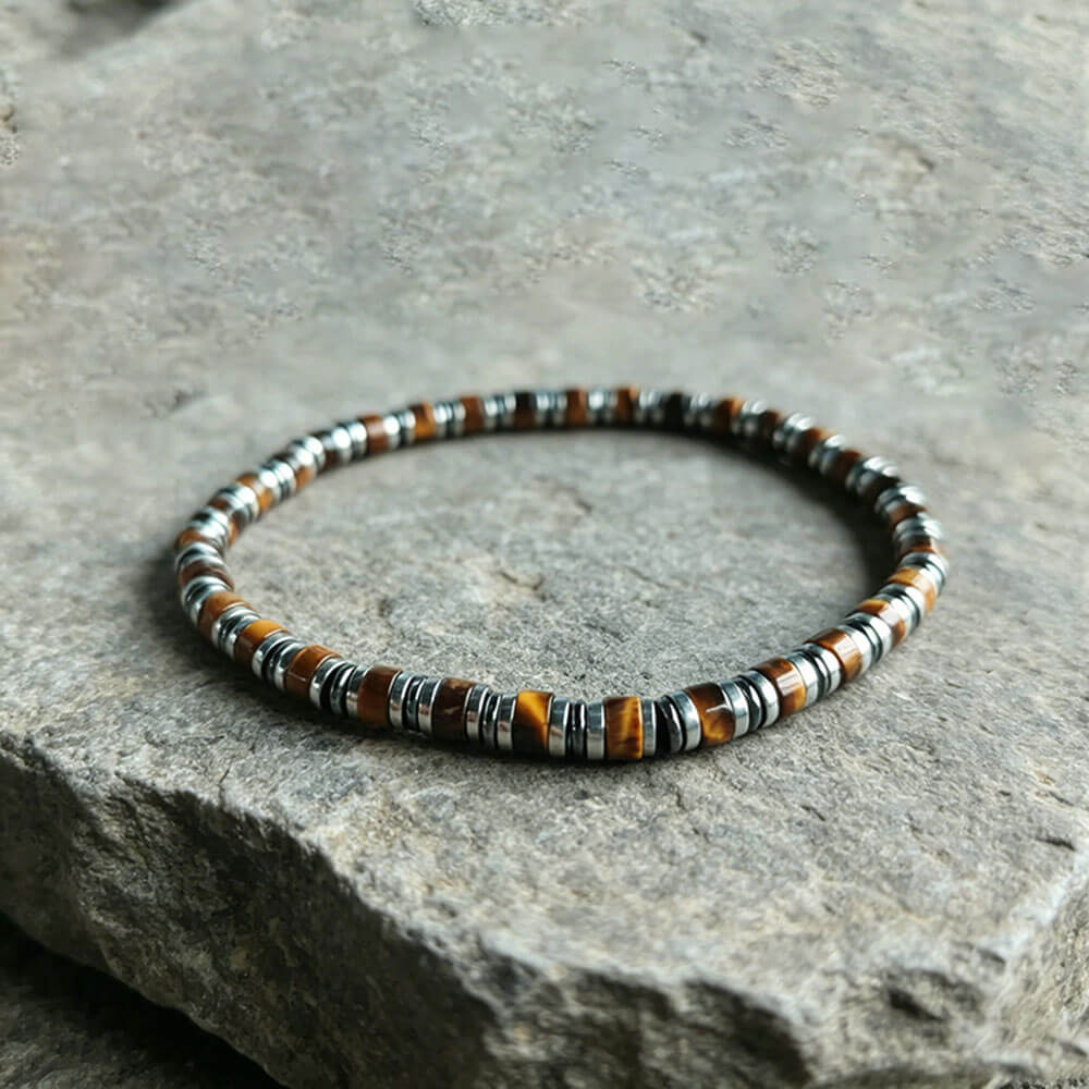 Stylish Double-Row Tiger's Eye Beaded Bracelet