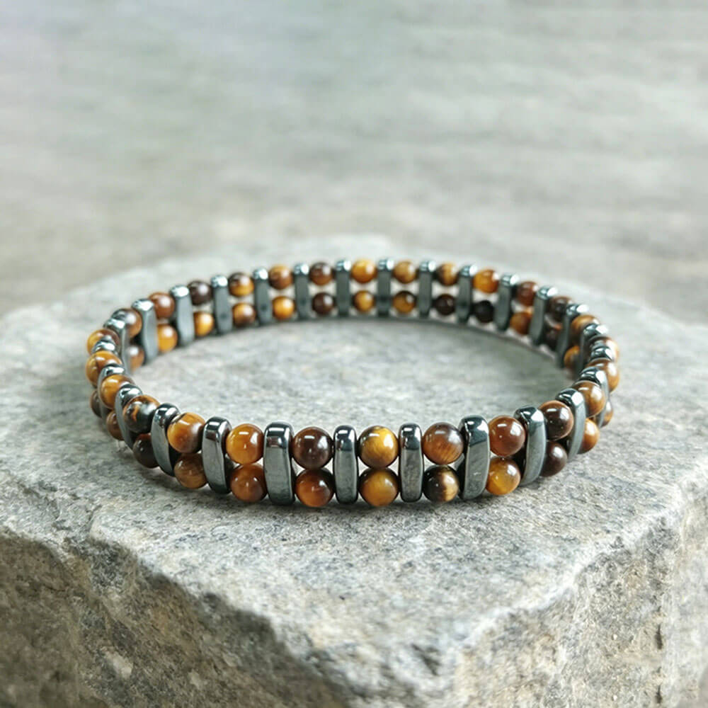 Stylish Double-Row Tiger's Eye Beaded Bracelet