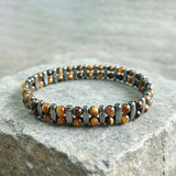 Stylish Double-Row Tiger's Eye Beaded Bracelet