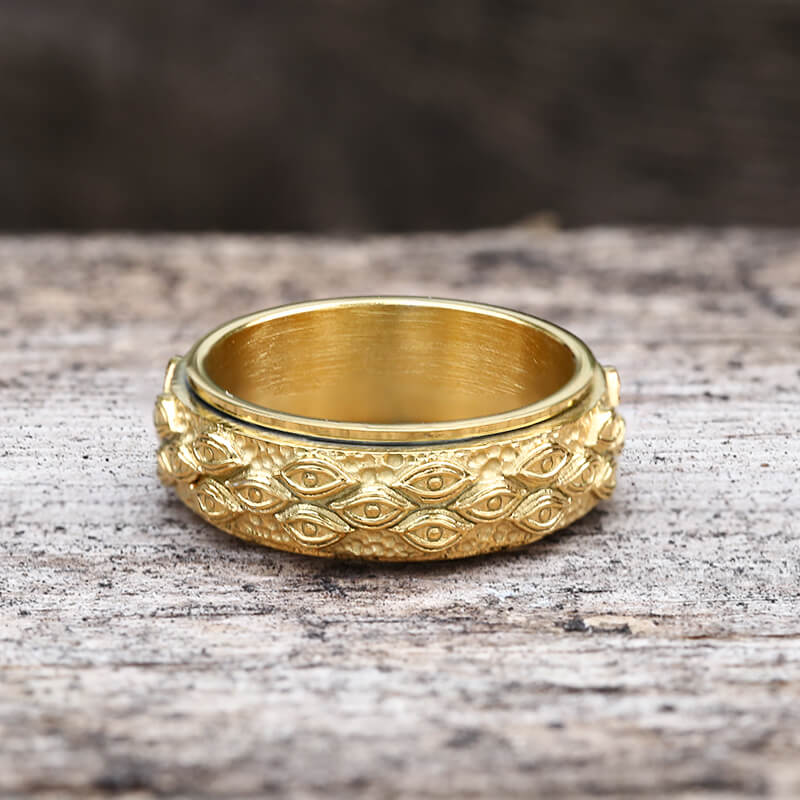Stylish Evil Eye Stainless Steel Spinner Ring | Gthic.com