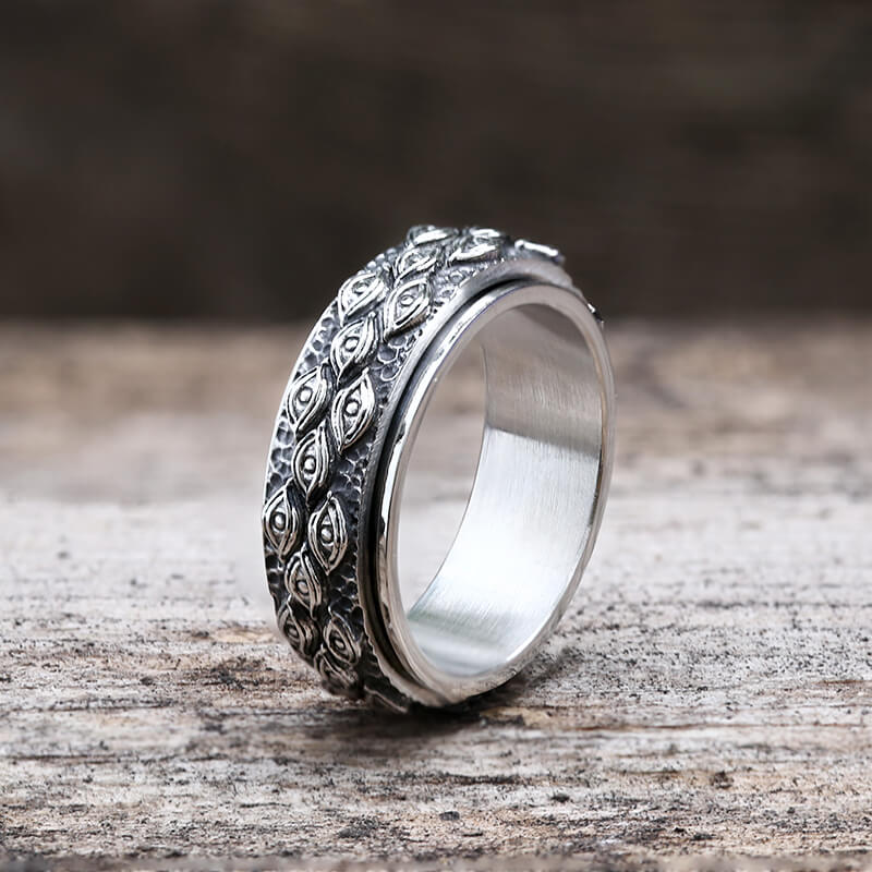 Stylish Evil Eye Stainless Steel Spinner Ring | Gthic.com