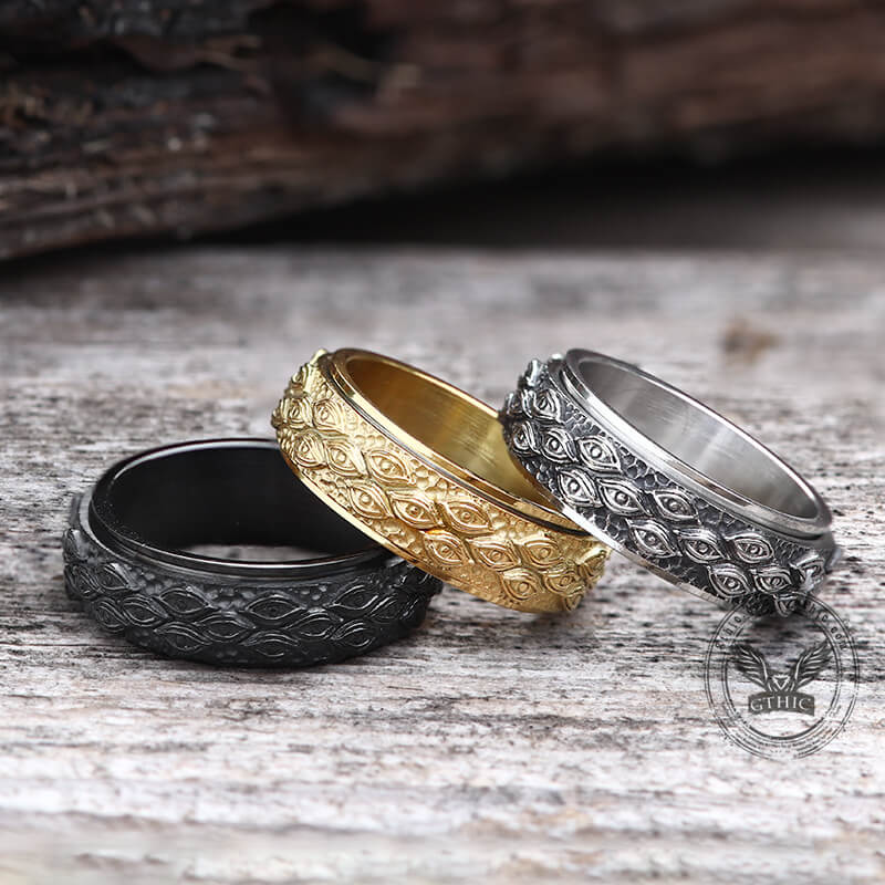 Stylish Evil Eye Stainless Steel Spinner Ring | Gthic.com