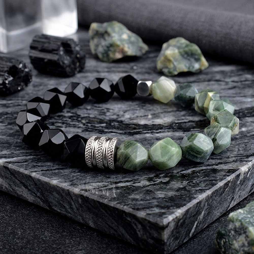 Bracciale con perline da uomo in acciaio inossidabile con teschio incrociato