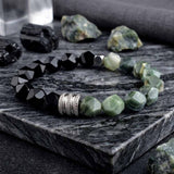 Stylish Faceted Stone Stainless Steel Beaded Bracelet