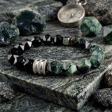 Stylish Faceted Stone Stainless Steel Beaded Bracelet