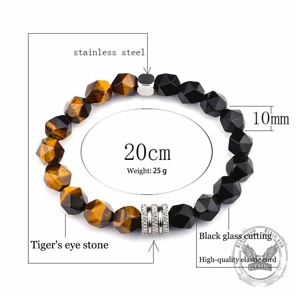 Bracciale con perline da uomo in acciaio inossidabile con teschio incrociato