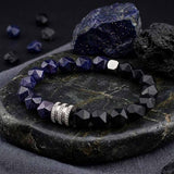 Stylish Faceted Stone Stainless Steel Beaded Bracelet