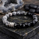 Stylish Faceted Stone Stainless Steel Beaded Bracelet