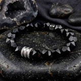 Stylish Faceted Stone Stainless Steel Beaded Bracelet