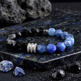 Stylish Faceted Stone Stainless Steel Beaded Bracelet