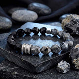 Stylish Faceted Stone Stainless Steel Beaded Bracelet