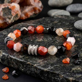 Stylish Faceted Stone Stainless Steel Beaded Bracelet