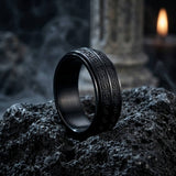 Stylish Great Wall Pattern Stainless Steel Spinner Ring