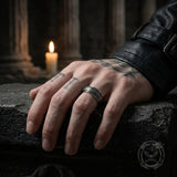 Stylish Great Wall Pattern Stainless Steel Spinner Ring | Gthic.com