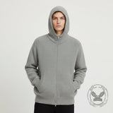 Stylish High-Neck Hooded Two-Way Zipper Knit Cardigan | Gthic.com