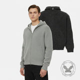 Stylish High-Neck Hooded Two-Way Zipper Knit Cardigan | Gthic.com