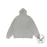 Stylish High-Neck Hooded Two-Way Zipper Knit Cardigan