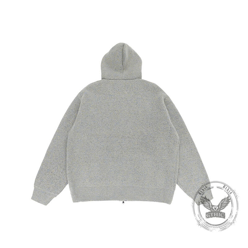 Stylish High-Neck Hooded Two-Way Zipper Knit Cardigan