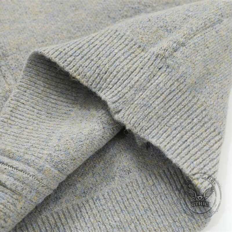 Stylish High-Neck Hooded Two-Way Zipper Knit Cardigan