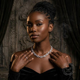 Stylish Hip-Hop Horseshoe Flower Copper Clavicle Necklace | Gthic.com