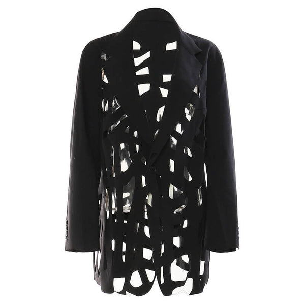 Stylish Hollow Frayed-Edge Design Suit Coat | Gthic.com
