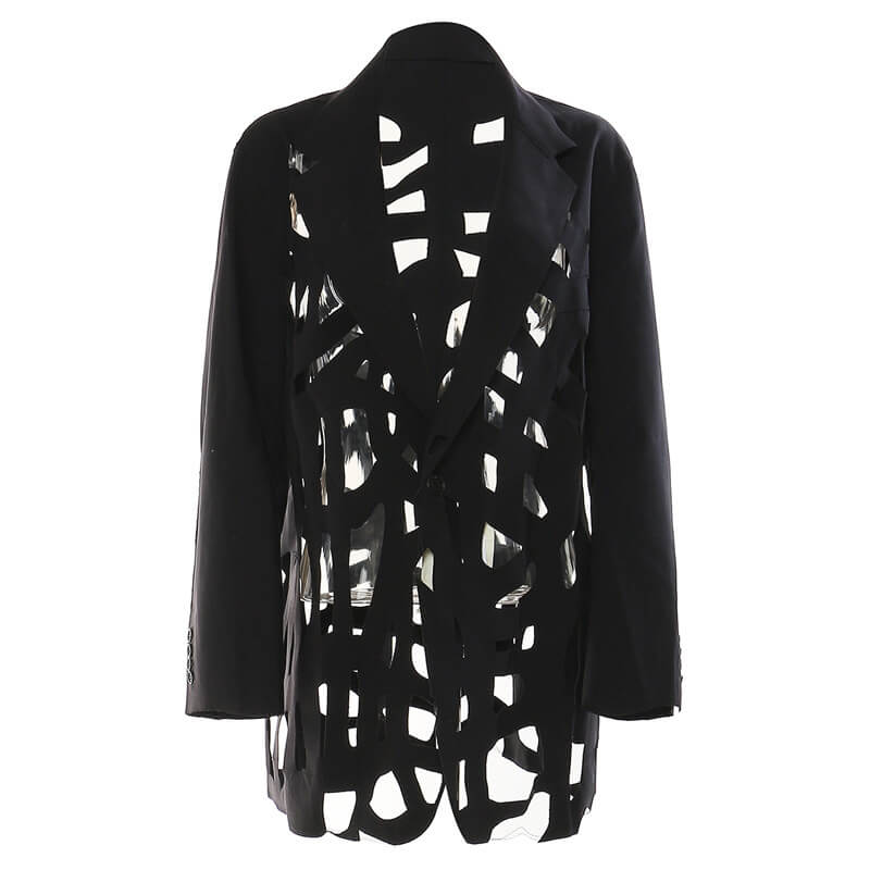 Stylish Hollow Frayed-Edge Design Suit Coat | Gthic.com